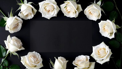 Funeral invitation card and memorial flowers.