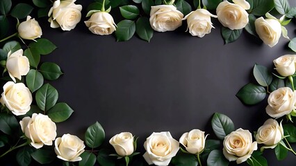 Funeral invitation card and memorial flowers.