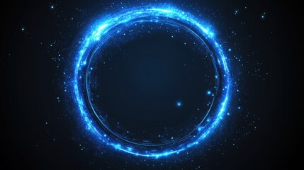 Abstract futuristic blue glowing ring frame background