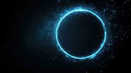 Abstract futuristic blue glowing ring frame background