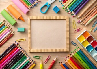 Naklejka premium Minimalist Crayon and Chalk Drawings for School Supplies and Education Themes