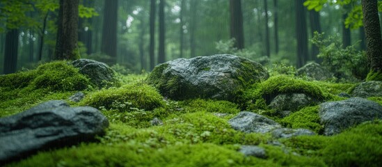 Obraz premium Green Mossy Forest Floor