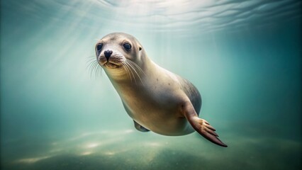 Minimalist Photography of a Suspended Seal in Tranquil Setting for Serene Aesthetic