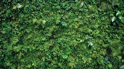 Obraz premium Lush green foliage wall texture.