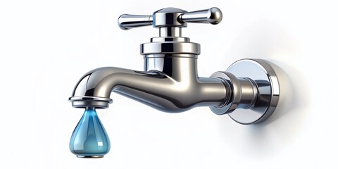 Minimalist Water Faucet Illustration for Conservation Awareness and Sustainable Water Usage