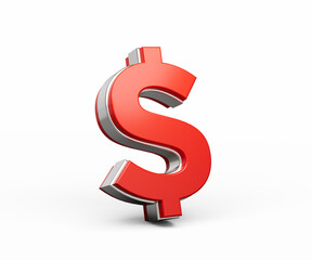 Obraz premium Bold Vibrant Red United States Dollar Currency Symbol With Sleek Metallic Gleam 3D Illustration