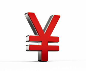 Bold Vibrant Red Japanese Yen Currency Symbol With Sleek Metallic Gleam 3D Illustration