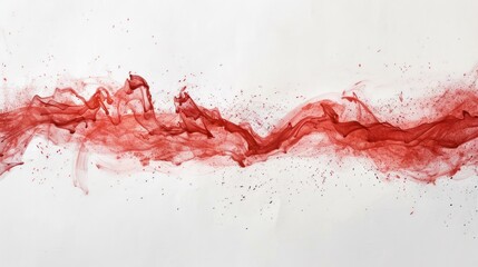 Fototapeta premium Abstract Red Ink Swirl with Scattered Particles on White Background