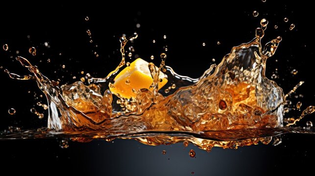 Advertising - product photo of ice cold cola bubbles splash juicy
