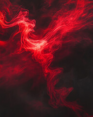 Obraz premium Photo of red smoke swirling against a dark background, creating an intense and mysterious abstract effect