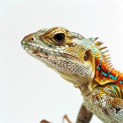Obraz premium Close-up of a Colorful Lizard's Head with Spiky Skin
