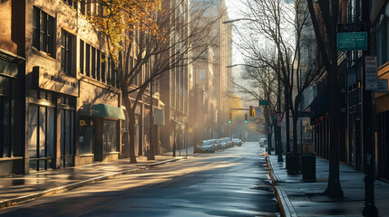 Obraz premium A city street with urban heat island effect. City Street