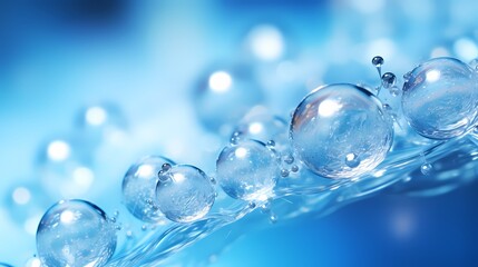 Fototapeta premium Artistic visualization of water molecules in a serene blue background.