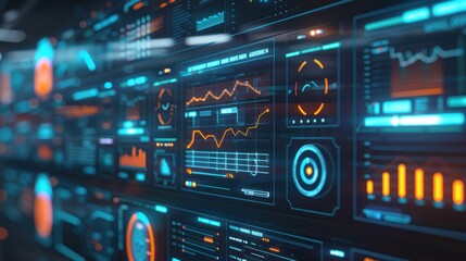 Fototapeta premium Futuristic Interface with Data Graphs and Visualizations