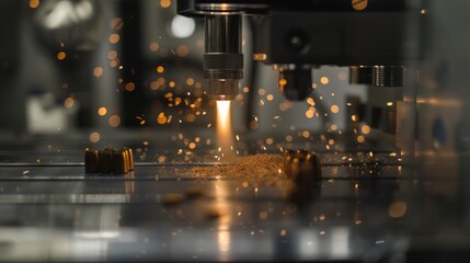 Industrial Metalworking Process with Sparks and a Torch