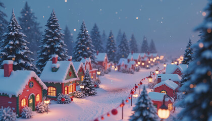 Christmas wooden houses landscape background