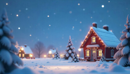 Christmas wooden houses landscape background