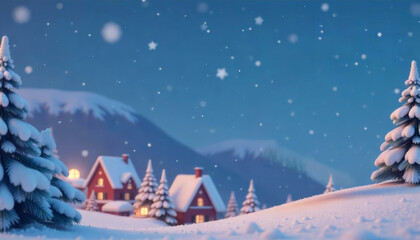 Christmas wooden houses landscape background
