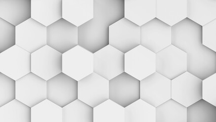 White hexagons geometric background, minimal honeycomb pattern wallpaper.