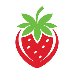 a strawberry with a green leaf