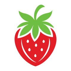 Obraz premium a strawberry with a green leaf