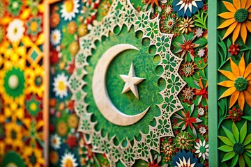 Paper-Cut Postcard Celebrating Pakistan's Independence Day with Low Light Photography Effects