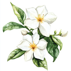jasmine flower watercolor clipart illustration