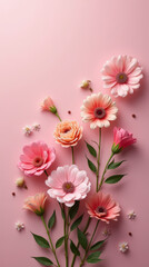 Fototapeta premium Elegant Floral Background with Vibrant Flowers and Solid Background for Product Advertisement and Branding