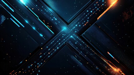 A computer generated image of a cross with a blue and orange background