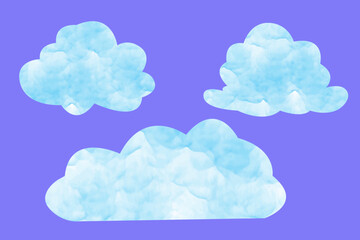 Hand drawn cute baby cloud clipart on isolated background