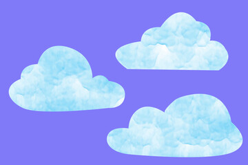 Hand drawn cute baby cloud clipart on isolated background