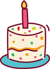 Cute cake elements on white background. Vector illustration.