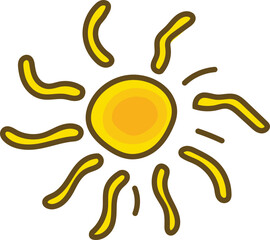 Obraz premium Cute sun elements on white background. Vector illustration.