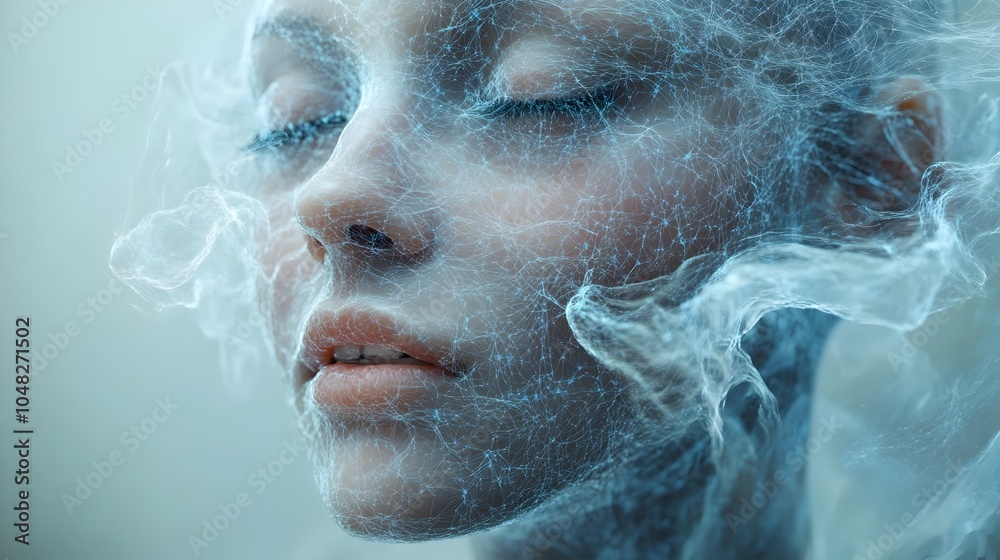 Aufkleber AI-Powered Avatars Controlling Humans via Interconnected Neural Networks:A Futuristic Concept of Technology,Automation,and Digital Influence.