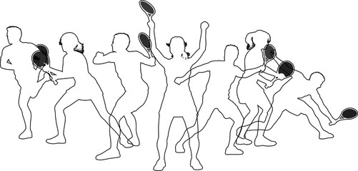 Silhouette Tennis Players Silhouettes Concept