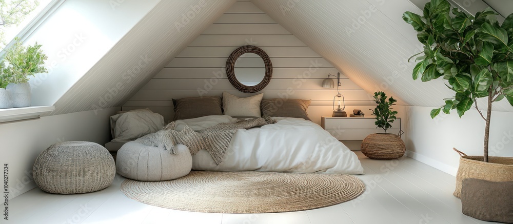 Poster Cozy Attic Bedroom with Natural Elements