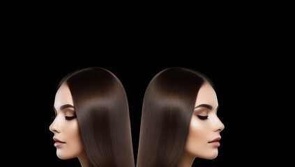 brunette hair set black background ideal hair salons beauty themes