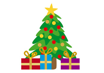 Árbol de navidad con guirnaldas y regalos