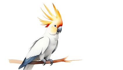 cockatoo watercolor rendering white background abstract natural realism blend