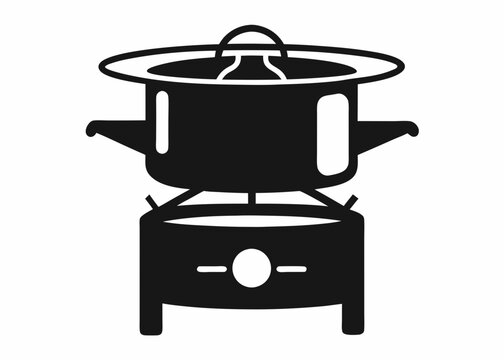 black pot on stove cooking clip art preview