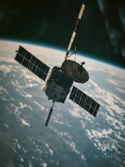 Obraz premium A close-up of a satellite in orbit.