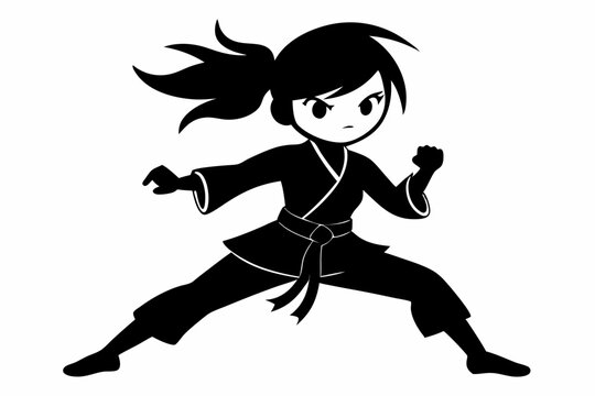 recommend clip art: karate girl  silhouette vector, karate girl vector