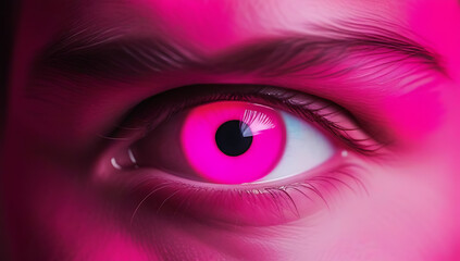 glowing pink magenta eye mysterious man intense paranormal gaze halloween concept