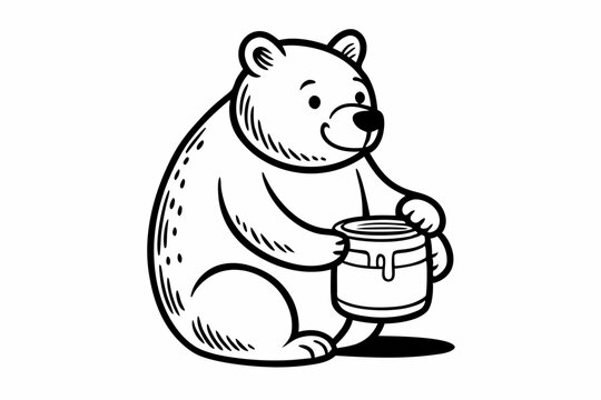 recommend clip art: Bear eats honey-from a jar  silhouette vector