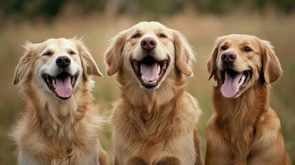 Obraz premium Adorable Happy Dogs Wallpaper: Instant Joy for Your Desktop