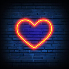 Animation of a flashing neon heart with a sinister mood on a brick wall. Style: graffiti, contemporary art.