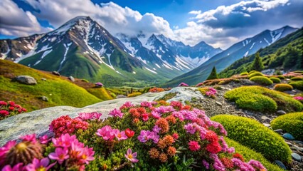 Fototapeta premium Stunning Macro Photography of Japanese Alps in Gifu Prefecture with Focus on Mount Kasgatake's Flora and Fauna