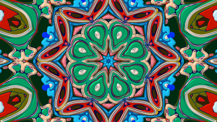 Colorful symmetrical abstract kaleidoscope background pattern for summer 