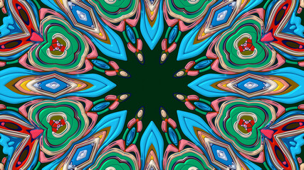 Fototapeta premium Colorful symmetrical abstract kaleidoscope background pattern for summer 