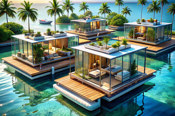 Fototapeta premium A futuristic island resort